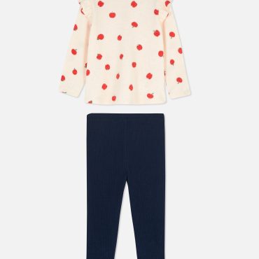 Apple Print T-Shirt and Leggings Set