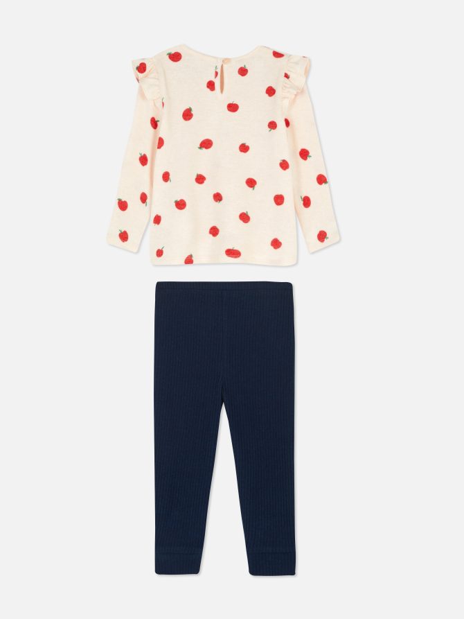 Apple Print T-Shirt and Leggings Set - Image 2