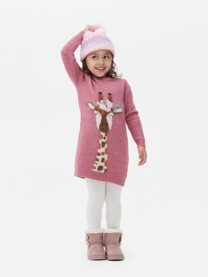Giraffe Knit Dress & Tights Set