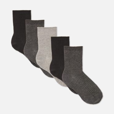 5-Pack Ribbed Crew Socks