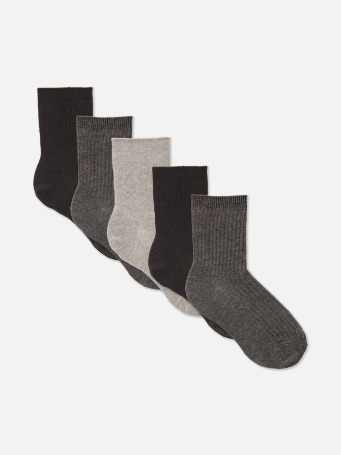 5-Pack Ribbed Crew Socks