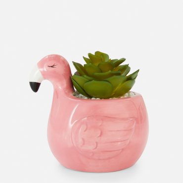 Faux Succulent in Flamingo Plant Pot