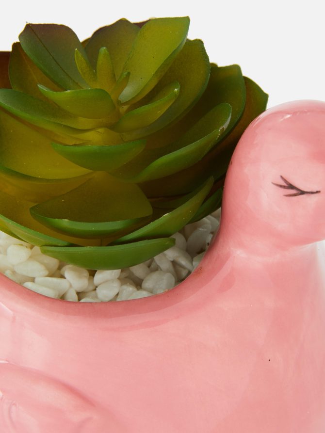 Faux Succulent in Flamingo Plant Pot - Image 2