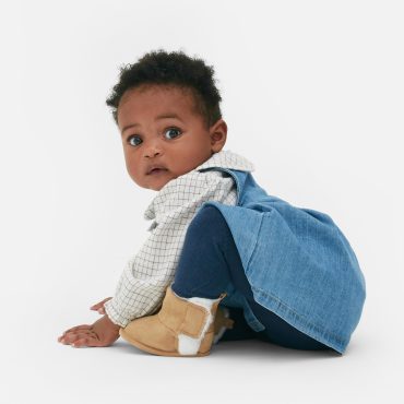 Collared Blouse, Denim Dress and Tights Set