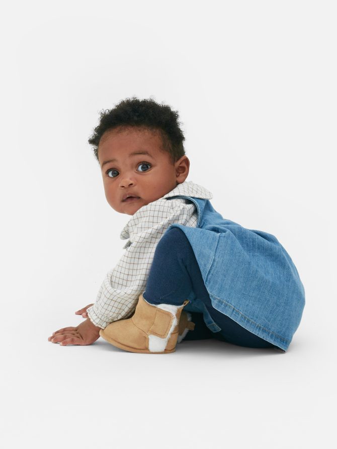 Collared Blouse, Denim Dress and Tights Set