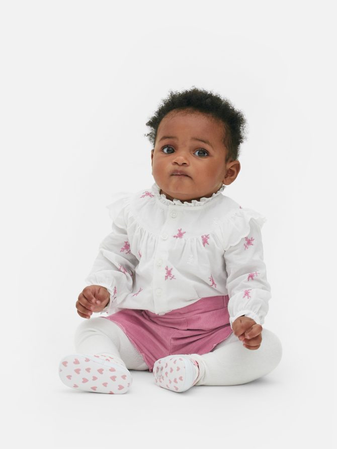 Embroidered Blouse, Shorts and Tights Set
