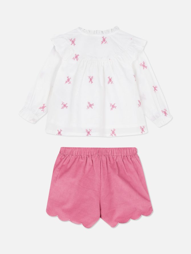 Embroidered Blouse, Shorts and Tights Set - Image 4