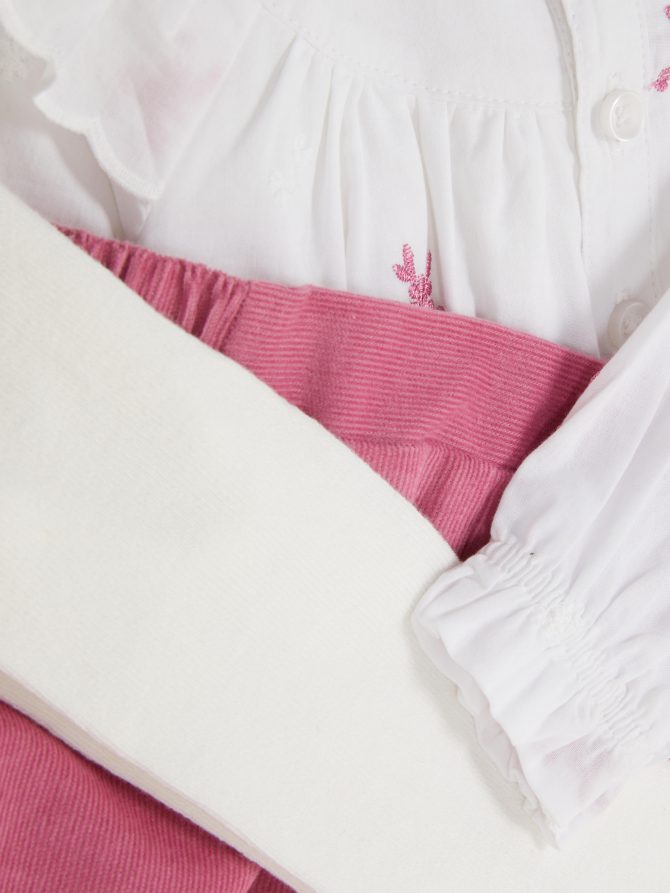 Embroidered Blouse, Shorts and Tights Set - Image 5