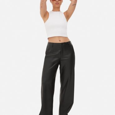 Faux Leather Wide Leg Pants