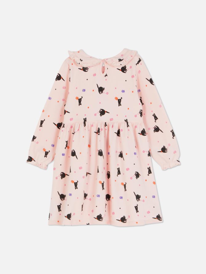 Cat Print Ruffle Dress - Image 2