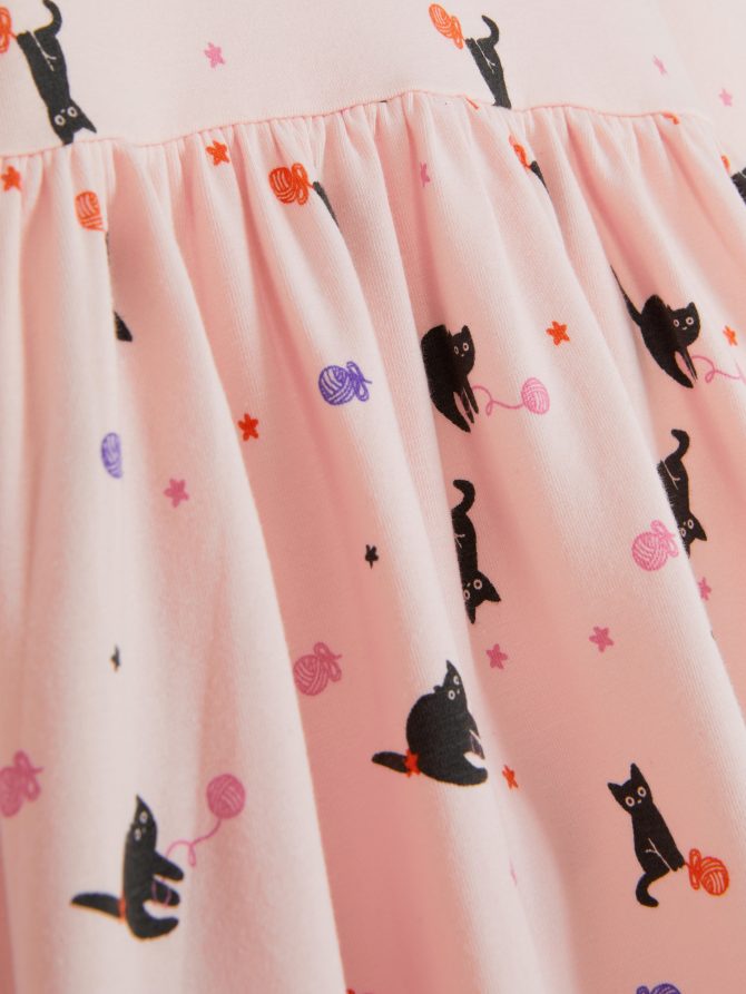 Cat Print Ruffle Dress - Image 3