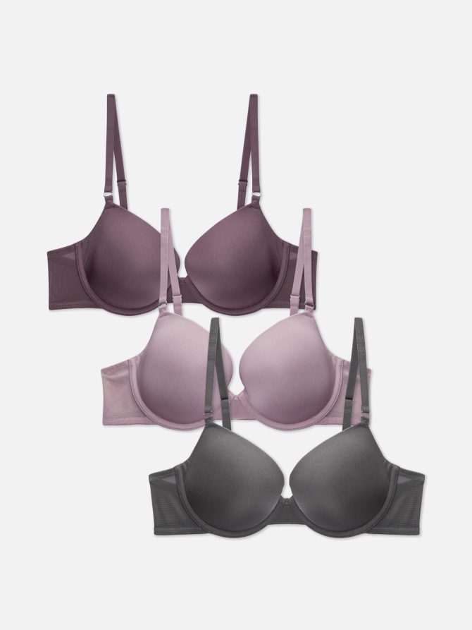 3-Pack A-D Shiny T-Shirt Bras