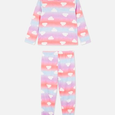 Cloud Print Fleece Pajamas