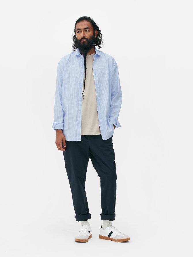 Windowpane Check Long Sleeve Shirt