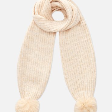 Ribbed Pompom Scarf