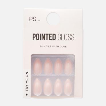 PS Pointed Milky Gloss Faux Nails