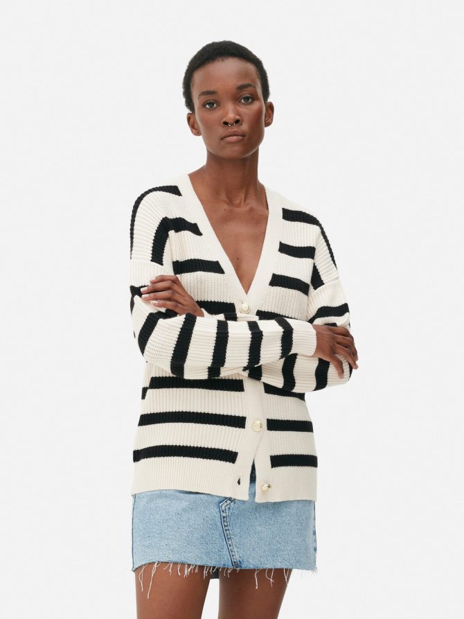 Striped Boyfriend Knitted Cardigan - Image 2