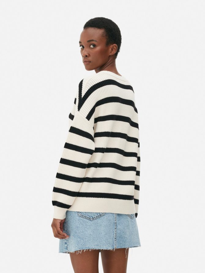 Striped Boyfriend Knitted Cardigan - Image 4