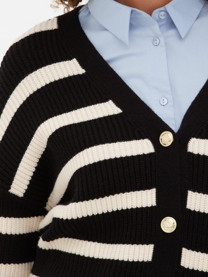 Striped Boyfriend Knitted Cardigan - Image 3