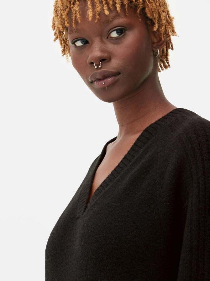 V-Neck Midi Sweater Dress - Image 3