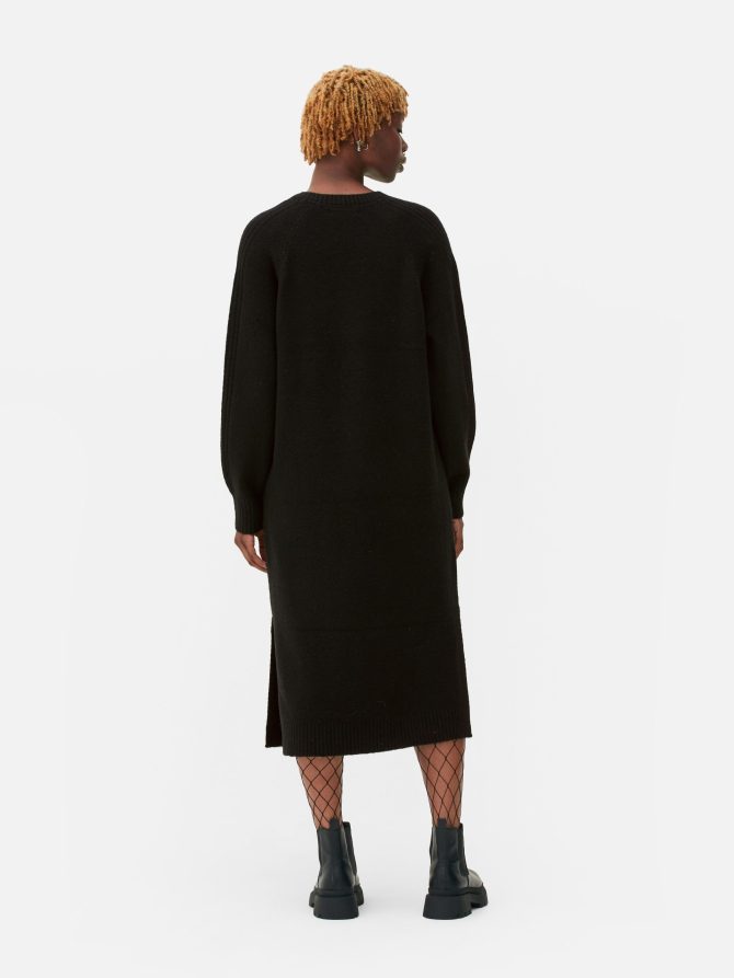 V-Neck Midi Sweater Dress - Image 4
