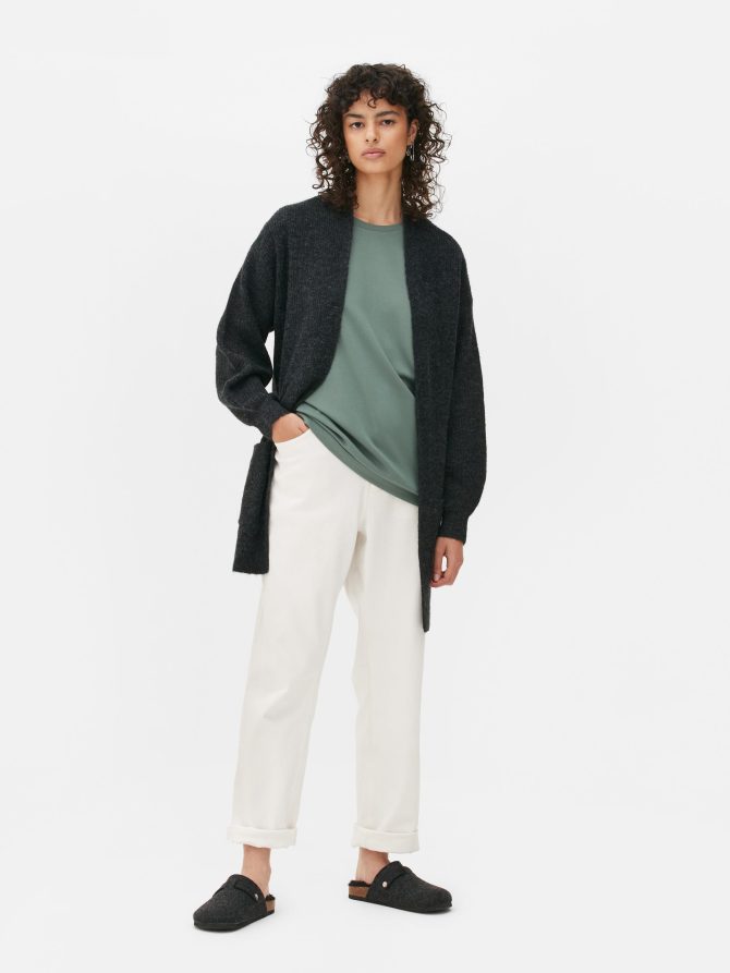Ribbed Open Cardigan