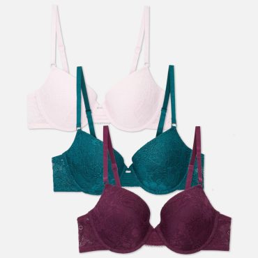 3-Pack A-D All-Over Lace T-Shirt Bras