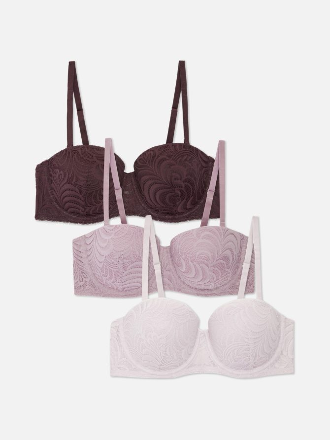 3pk A-D Lace Balconette Bras