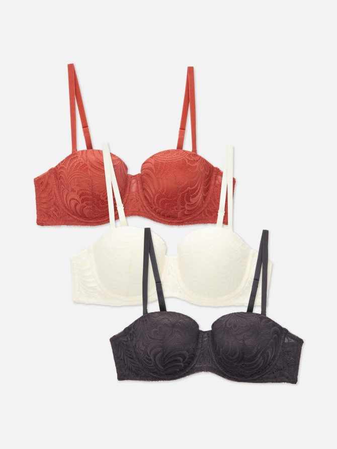 3pk A-D Lace Balconette Bras