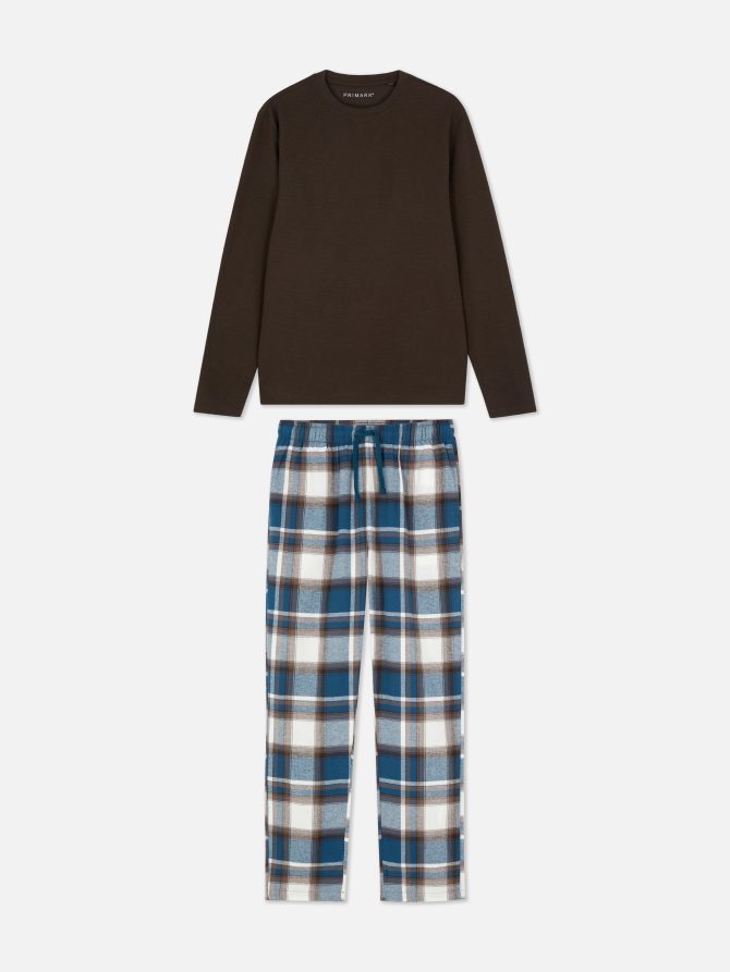 Check Bottom Long Sleeve Pajamas