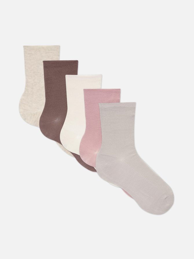 5-Pack Ribbed Crew Socks