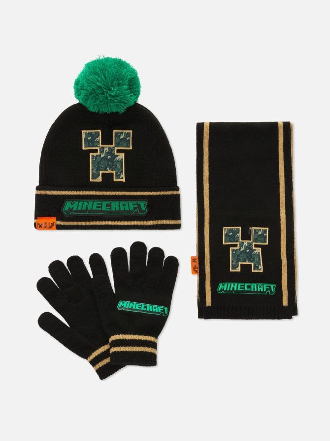 Minecraft Beanie Hat, Gloves & Scarf Set
