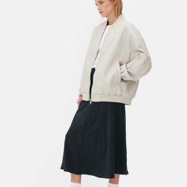 The Edit Faux Leather Bomber Jacket