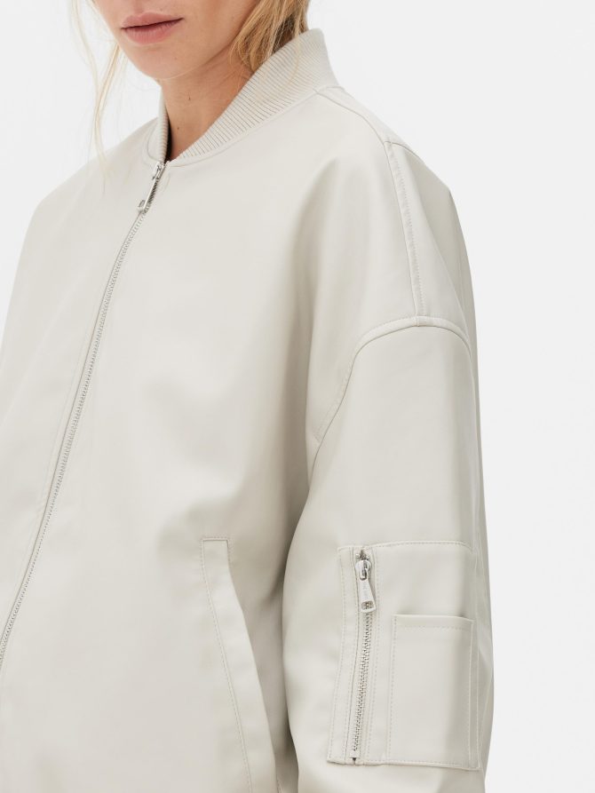 The Edit Faux Leather Bomber Jacket - Image 3