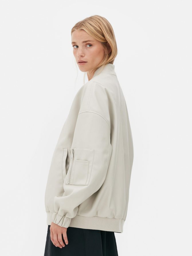 The Edit Faux Leather Bomber Jacket - Image 4