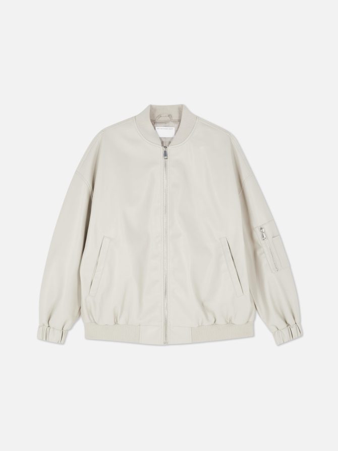 The Edit Faux Leather Bomber Jacket - Image 5