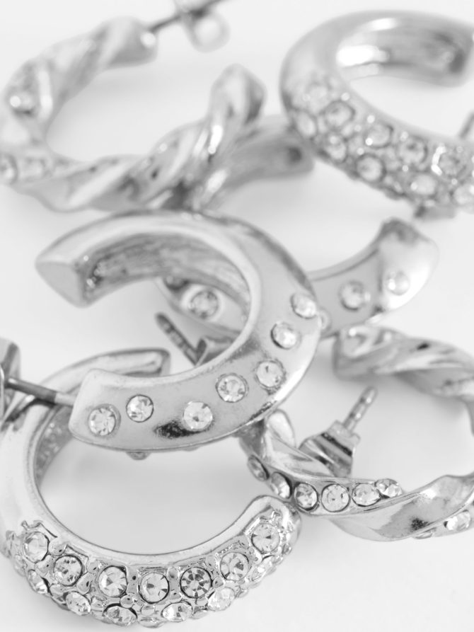 3-Pack Rhinestone Hoop Earrings - Image 2