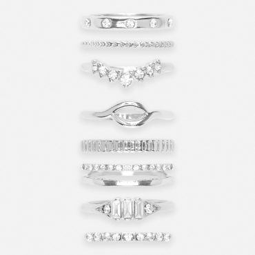 8-Pack Rhinestone Stacking Rings