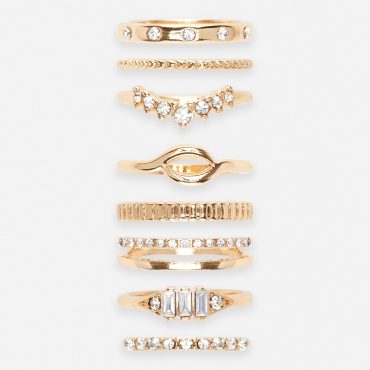 8-Pack Rhinestone Stacking Rings
