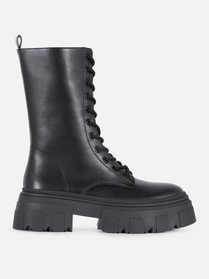 Mid-Calf Lace Up Boots