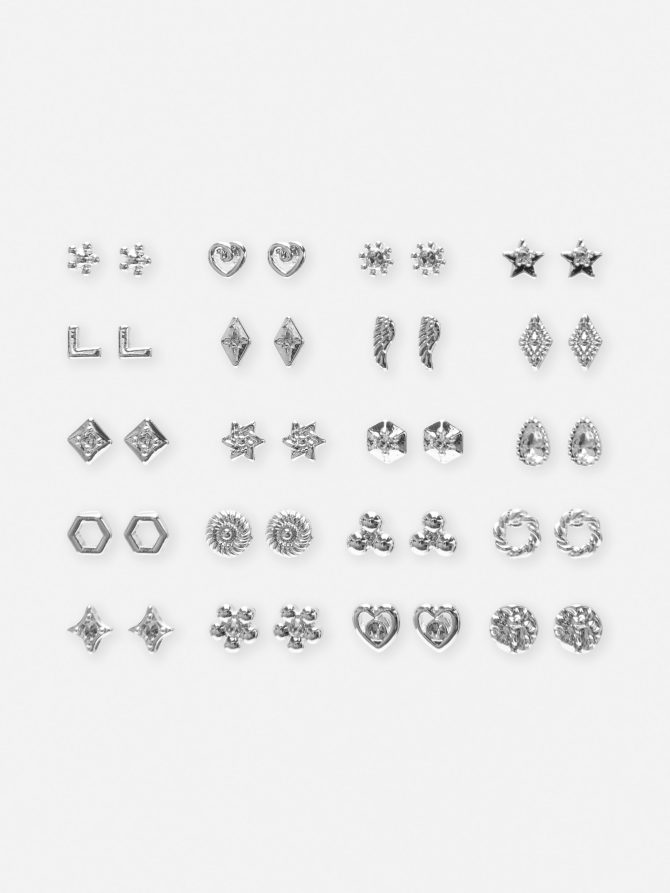 20-Pack Assorted Stud Earrings