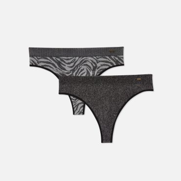 2-Pack Fashion Ribbed Seamfree Thongs