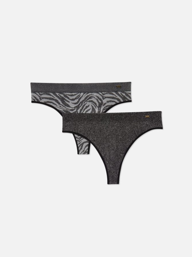 2-Pack Fashion Ribbed Seamfree Thongs