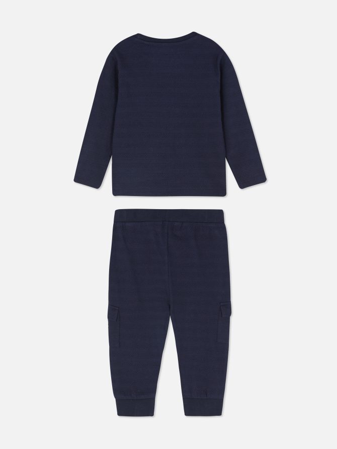 Textured T-Shirt & Cargo Leggings Set - Image 2