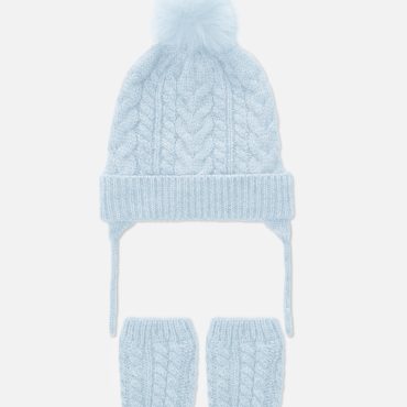 Cable Knit Hat & Mittens Set