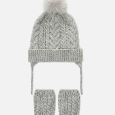Cable Knit Hat & Mittens Set