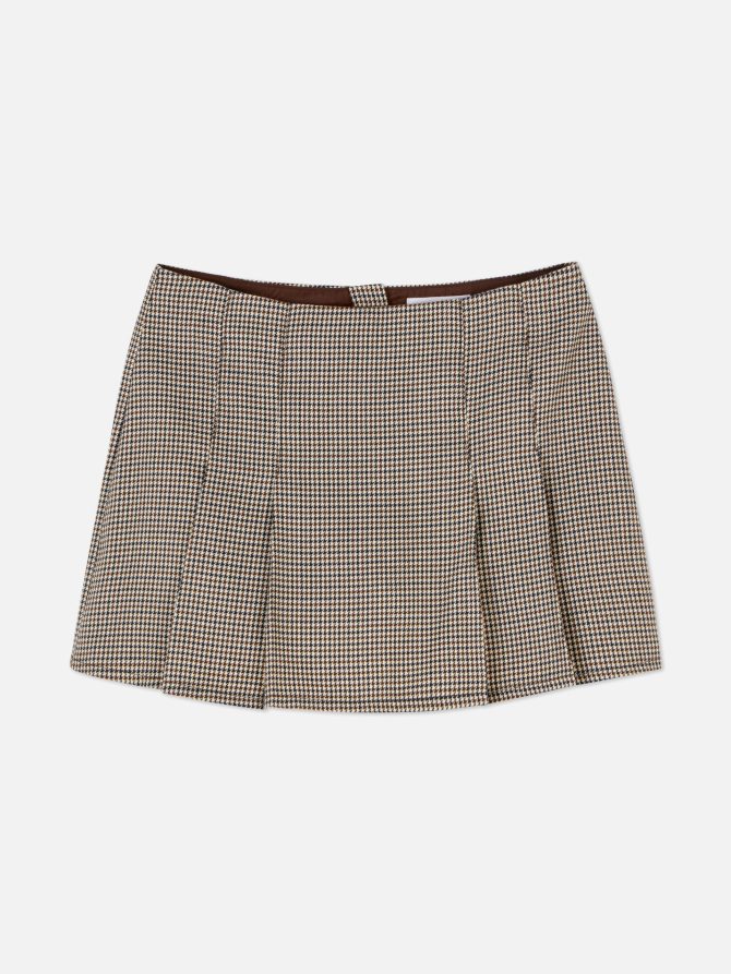 Pleated Houndstooth Print Skort - Image 5