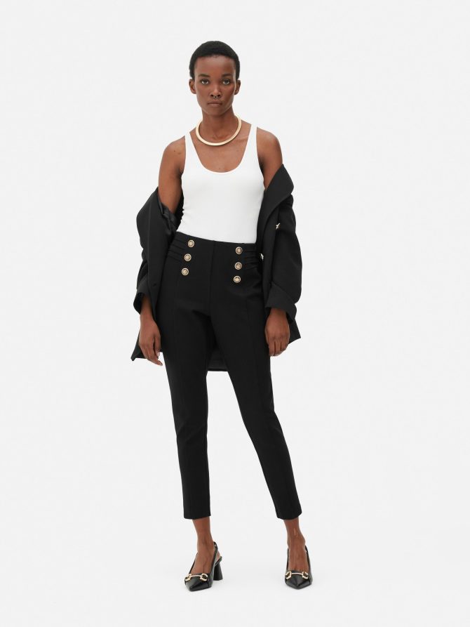 High Waist Button Pants