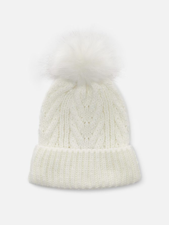 Cable Knit Pompom Hat