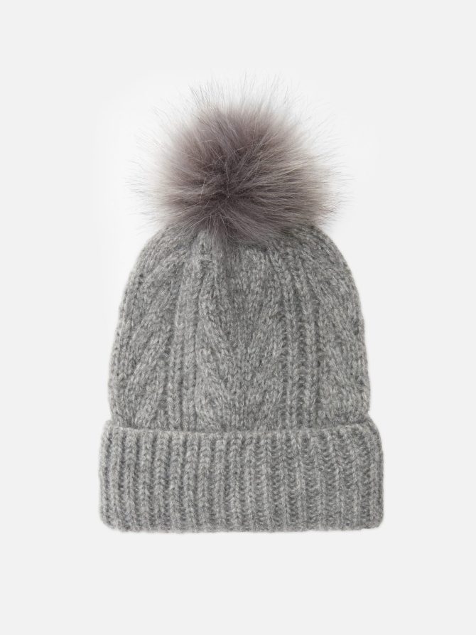 Cable Knit Pompom Hat